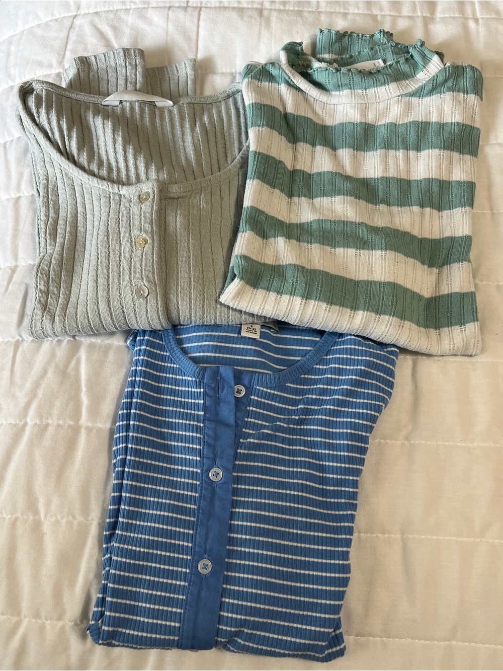 Mango Light Sage Ribbed Knit Top